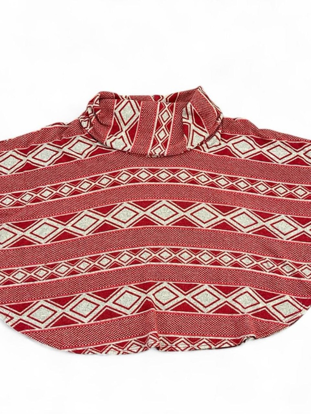 Forever 21 Aztec Poncho Sweater Red Western Cape Boho Cozy